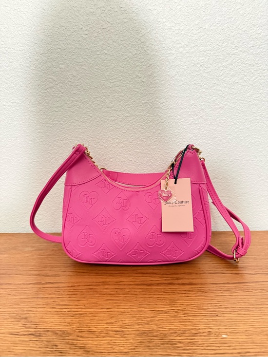 Juicy Couture Handbags - Juicy Couture Hot Pink Embossed Shoulder Bag with Gold Hardware